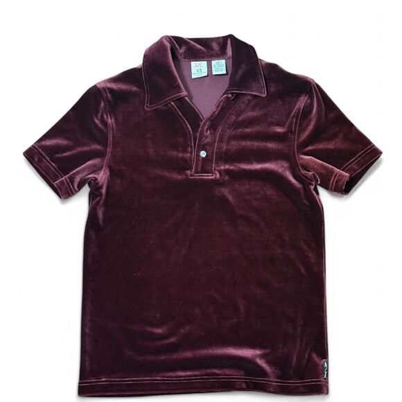 Burgundy velvet Armani Exchange polo shirt women size small. Authentic Armani. - Picture 4 of 8